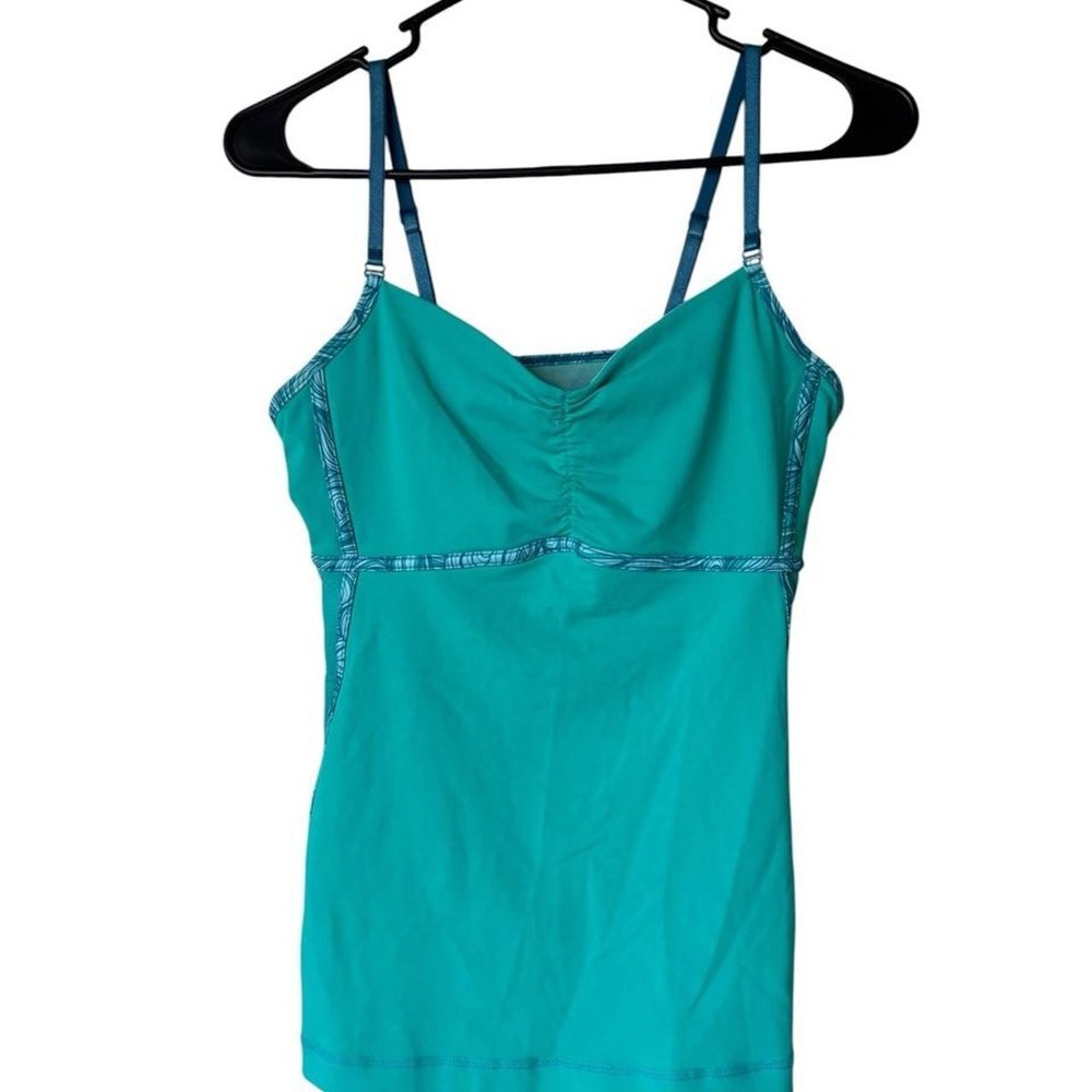 Lululemon Bali Breeze Teal Built In Bra V Neck Tank Top Size 8